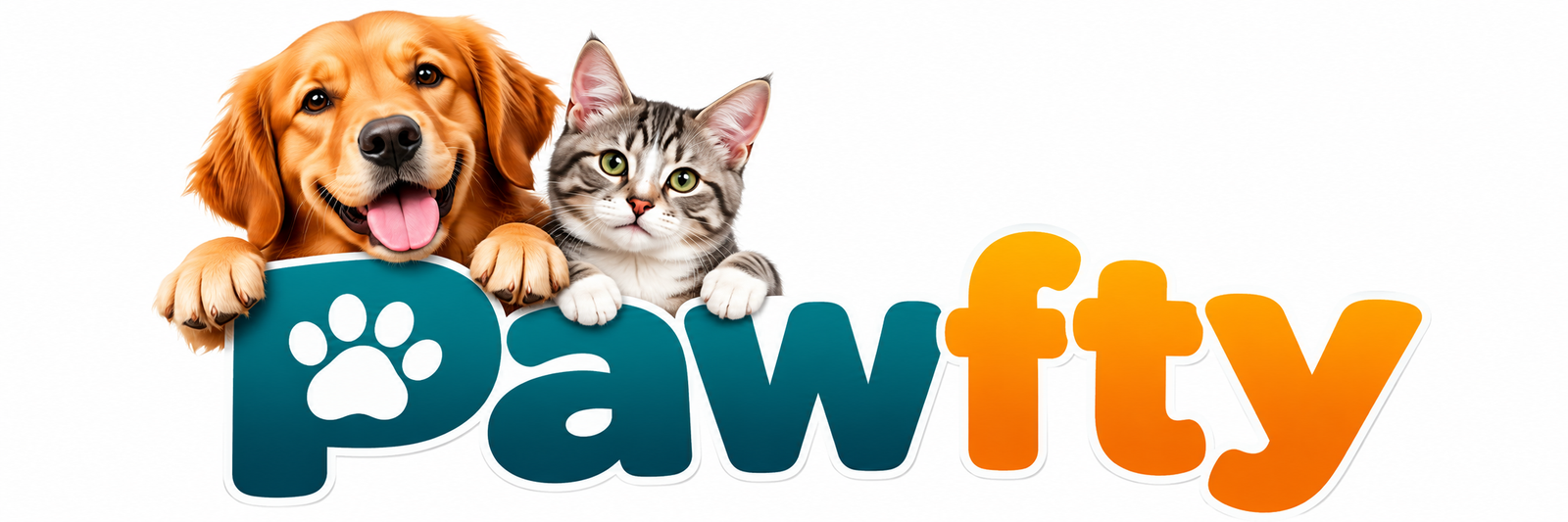 Pawfty logo with dog and cat